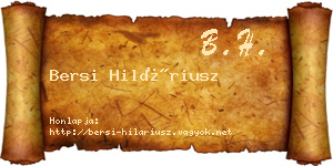 Bersi Hiláriusz névjegykártya